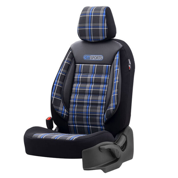 Καλύμματα Αυτοκινήτου Otom GTI Sports Design Universal Jacquard / Lacost / Δερματίνη Σετ Εμπρός / Πίσω Μαύρο - Μπλε GTI-803 11 Τεμάχια - Image 2