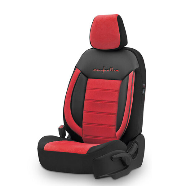 Καλύμματα Αυτοκινήτου Otom Comfortline Design Universal Sued / Rachel / Δερματίνη Σετ Εμπρός / Πίσω Μαύρο - Κόκκινο CMF-207 11 Τεμάχια - Image 2