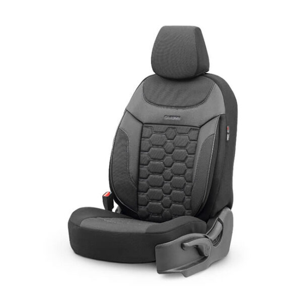 Καλύμματα Αυτοκινήτου Otom Carbon Design Universal Jacquard / Rachel / Δερματίνη Σετ Εμπρός / Πίσω Μαύρο - Γκρι CRB-3401 11 Τεμάχια - Image 2