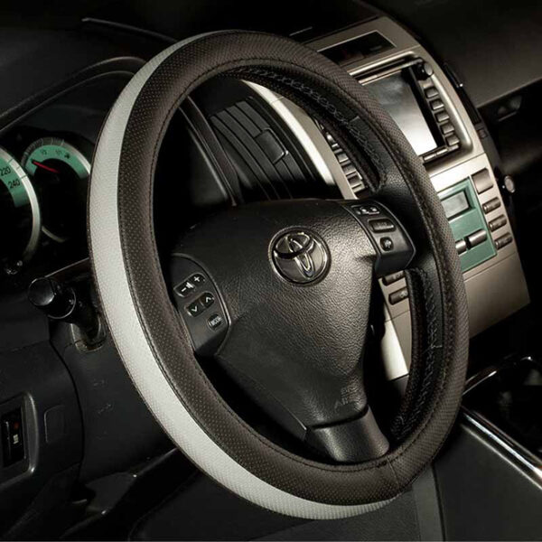 Κάλυμμα Τιμονιού Αυτοκινήτου Δερματίνη Otom Easy-Fit F-61 / DKG-061 Μαύρο-Γκρι Medium 37-39cm 1 Τεμάχιο - Image 2