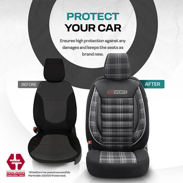 Καλύμματα Αυτοκινήτου Otom GTI Sports Design Universal Jacquard / Lacost / Δερματίνη Σετ Εμπρός / Πίσω Μαύρο - Γκρι GTI-807 11 Τεμάχια - Image 6