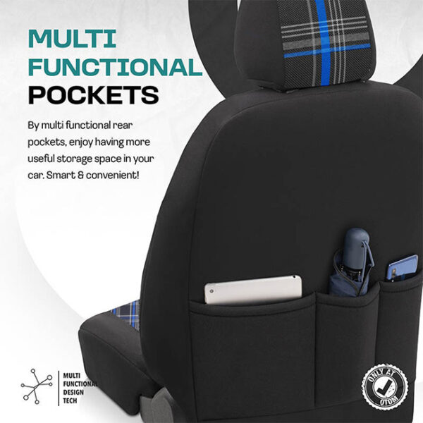 Καλύμματα Αυτοκινήτου Otom GTI Sports Design Universal Jacquard / Lacost / Δερματίνη Σετ Εμπρός / Πίσω Μαύρο - Μπλε GTI-803 11 Τεμάχια - Image 3