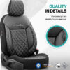 Καλύμματα Αυτοκινήτου Otom Comfortline VIP Design Universal Δερματίνη Καπιτονέ Σετ Εμπρός / Πίσω Μαύρο Με Άσπρο Κέντημα CMV-222 11 Τεμάχια - Image 4