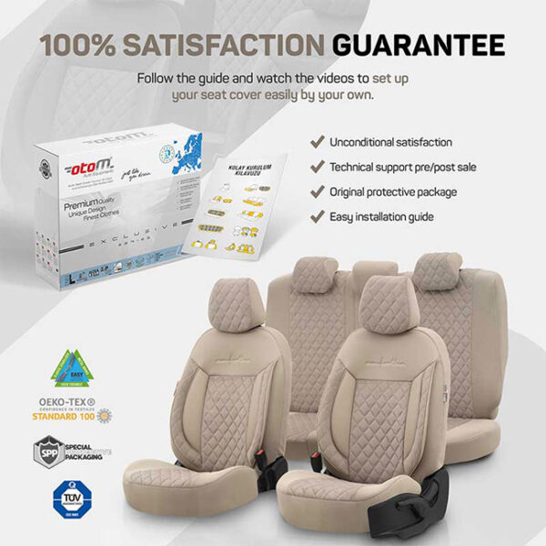 Καλύμματα Αυτοκινήτου Otom Comfortline VIP Design Universal Sued / Rachel / Δερματίνη Καπιτονέ Σετ Εμπρός / Πίσω Μπεζ CMV-234 11 Τεμάχια - Image 3