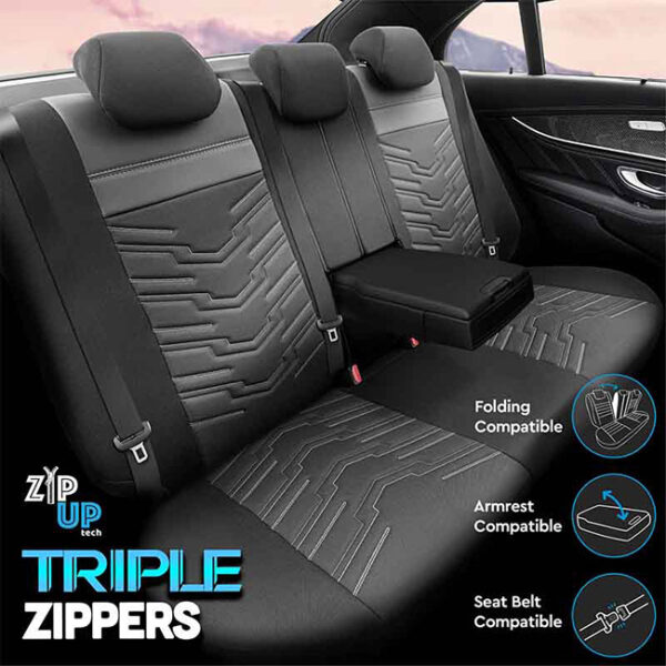 Καλύμματα Αυτοκινήτου Otom Reflective Design Universal Jacquard / Rachel / Δερματίνη Σετ Εμπρός / Πίσω Μαύρο Με Άσπρη Ραφή RFL-2602 11 Τεμάχια - Image 6
