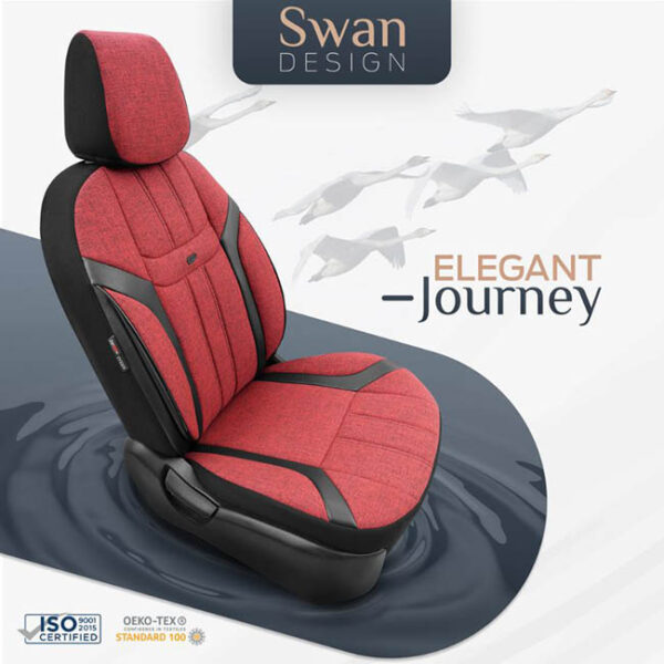 Καλύμματα Αυτοκινήτου Otom Swan Universal Λινό Ύφασμα / Rachel / Δερματίνη Σετ Εμπρός / Πίσω Κόκκινο - Μαύρο SWN-502 11 Τεμάχια - Image 6