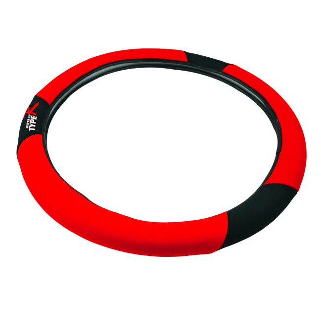 Κάλυμμα Τιμονιού Αυτοκινήτου Ύφασμα Type-R Μαύρο-Κόκκινο Medium 38cm 1 Τεμάχιο - Image 4