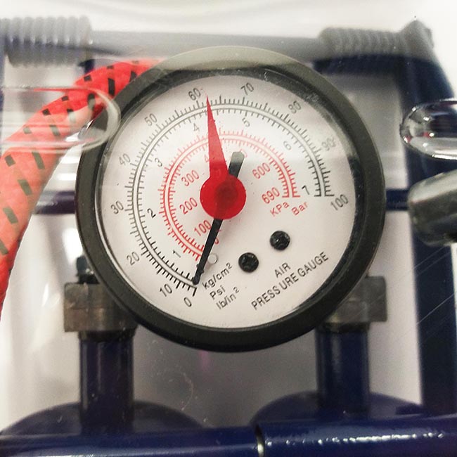 Τρόμπα Αέρος Ποδιού Με Μανόμετρο Διπλή Μεταλλική Σε Blister 1 Τεμάχιο - Image 3