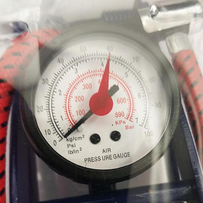 Τρόμπα Αέρος Ποδιού Με Μανόμετρο Μονή Μεταλλική Μπλε Σε Blister 1 Τεμάχιο - Image 3