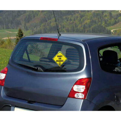 Σήμα “Baby On Board” Κίτρινο Πλέξιγκλας Με Βεντούζα