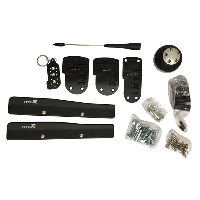Πεντάλ Αλουμινίου Universal Με Πόμολο, Λεβιέ, Μπρελόκ & Κεραία Type-R Μαύρο Σετ 8 Τεμάχια - Image 3