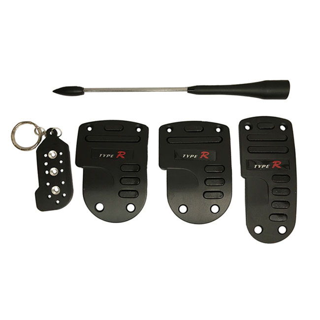 Πεντάλ Αλουμινίου Universal Με Πόμολο, Λεβιέ, Μπρελόκ & Κεραία Type-R Μαύρο Σετ 8 Τεμάχια - Image 7