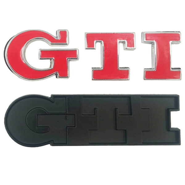 Σήμα "GTI" Αυτοκόλλητο Και Βιδωτό Κόκκινο - Ασημί 8x2.2cm 1 Τεμάχιο - Image 4
