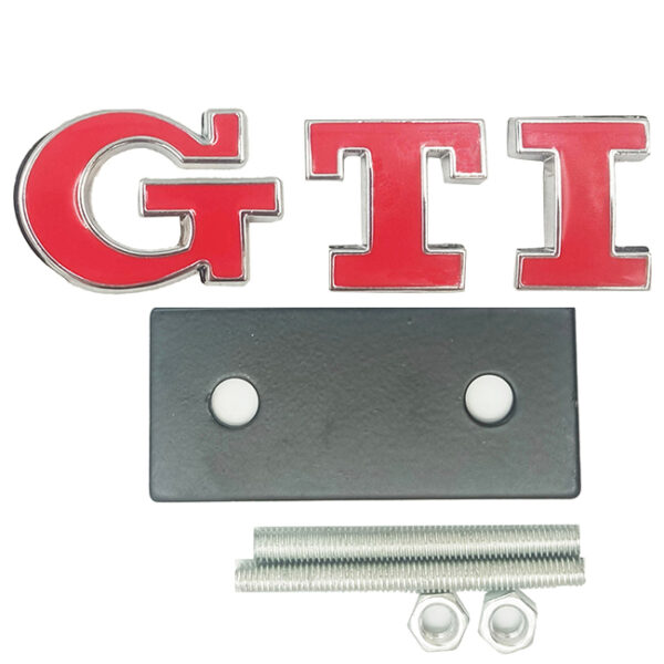 Σήμα "GTI" Αυτοκόλλητο Και Βιδωτό Κόκκινο - Ασημί 8x2.2cm 1 Τεμάχιο - Image 5