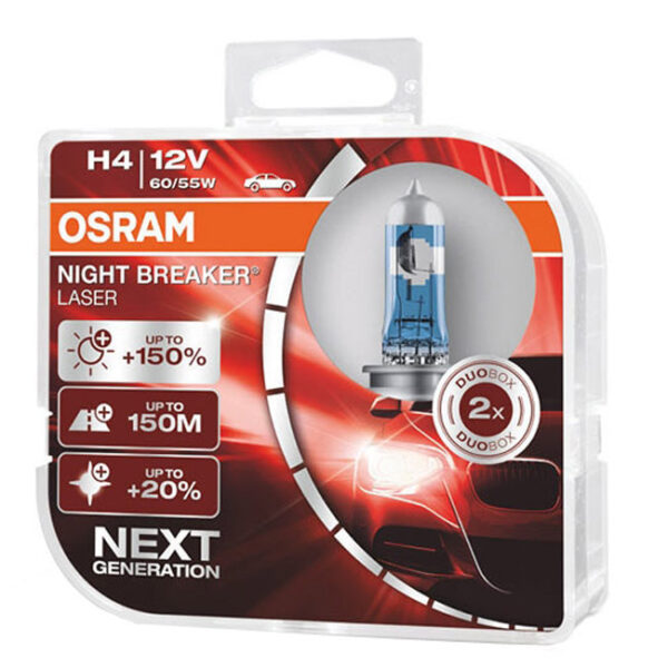 ΛΑΜΠΑ H4 NIGHT BREAKER LASER +150% 60/55W 12V P43T 64193NL-HCB OSRAM - Image 2