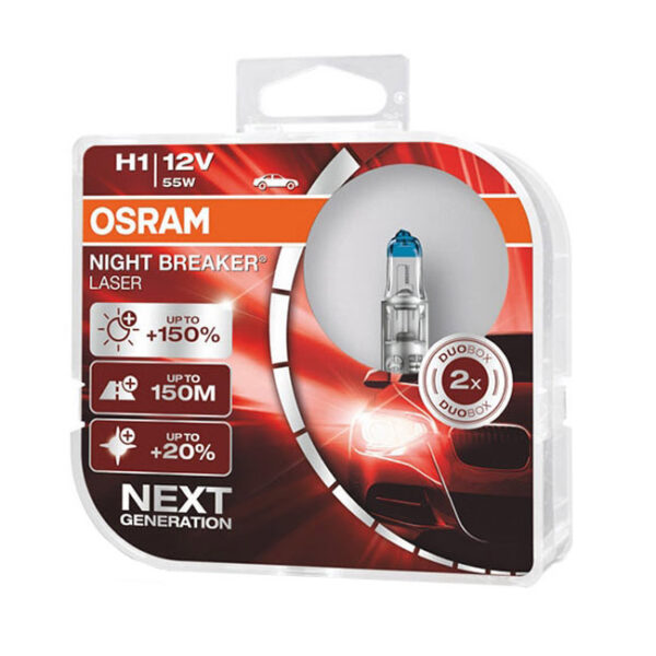 ΛΑΜΠΑ H1 NIGHT BREAKER LASER 55W 12V +150% 64150NL-HCB OSRAM - Image 2