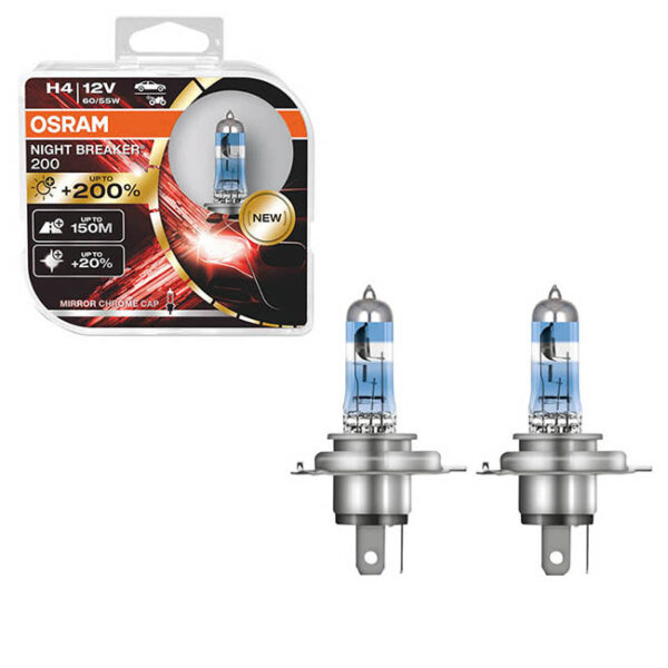 Λάμπες Αλογόνου H4 12V 60/55w Night Braker 200 +200% Osram 64193NB200-HCB 2 Τεμάχια - Image 4