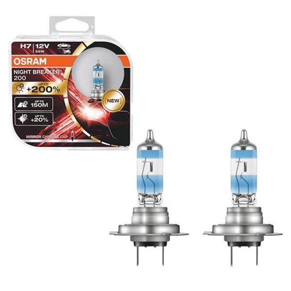 Λάμπες Αλογόνου H7 12V 55w Night Braker 200 +200% Osram 64210NB200-HCB 2 Τεμάχια - Image 4