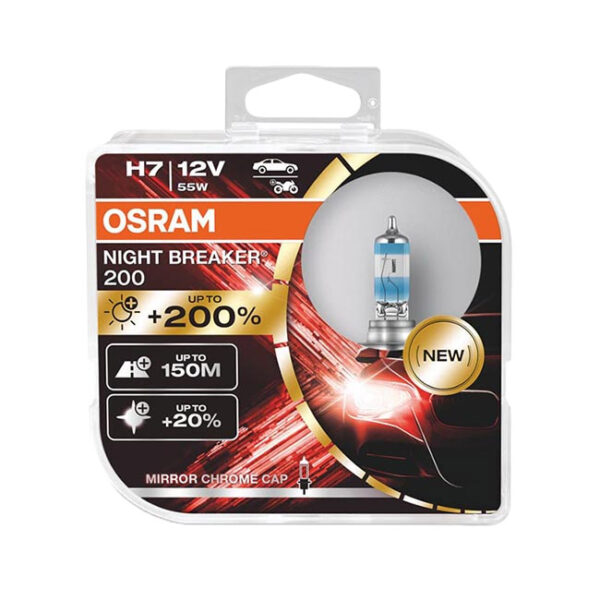 Λάμπες Αλογόνου H7 12V 55w Night Braker 200 +200% Osram 64210NB200-HCB 2 Τεμάχια - Image 5