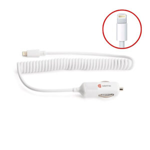 Φορτιστής Αυτοκινήτου Για Iphone Σπιράλ Λευκός 1 Τεμάχιο