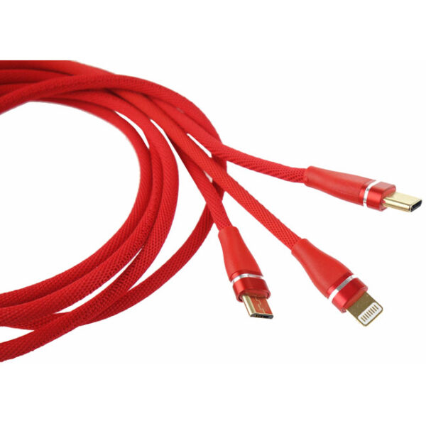Καλώδιο USB Φόρτισης Και Μεταφοράς Δεδομένων Amio (02178) 3 In 1 UC-7 3.1A 1.2m 1Τμχ - Image 3