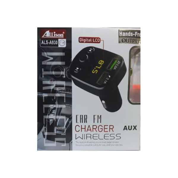 Fm Transmitter ALS-A930 Με Bluetooth, 2 USB, Οθόνη LCD Και Τηλεχειριστήριο Μαύρο 1 Τεμάχιο - Image 3