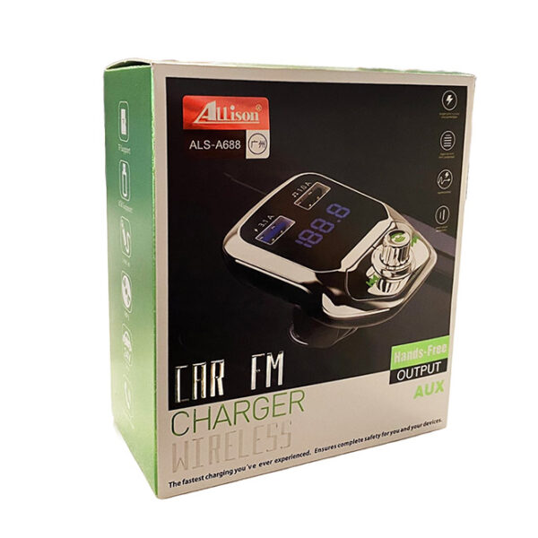 Fm Transmitter ALS-A688 Με Bluetooth, 2 USB, Οθόνη LCD Και Τηλεχειριστήριο Ασημί-Μαύρο 1 Τεμάχιο - Image 4