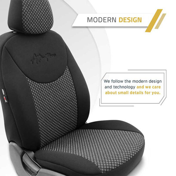 Καλύμματα Αυτοκινήτου Otom Attraction Design Universal Βαμβακερό Ύφασμα / Rachel Σετ Εμπρός / Πίσω Μαύρο - Γκρι ATR-1301 11 Τεμάχια - Image 10