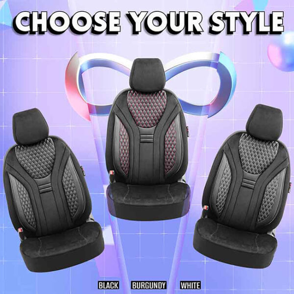 Καλύμματα Αυτοκινήτου Otom Infinity Design Universal Sued / Δερματίνη Καπιτονέ / Rachel Σετ Εμπρός / Πίσω Μαύρο Με Άσπρη Ραφή INF-2003 11 Τεμάχια - Image 7