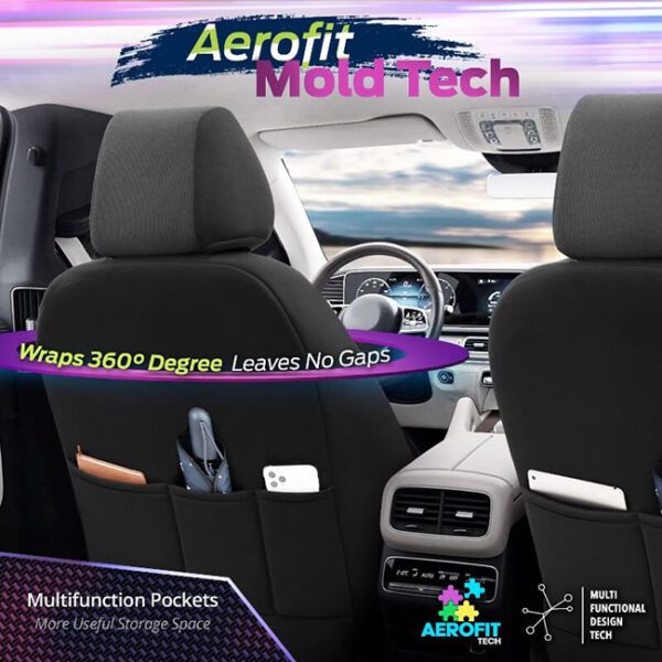 Καλύμματα Αυτοκινήτου Otom Carbon Design Universal Jacquard / Rachel / Δερματίνη Σετ Εμπρός / Πίσω Μαύρο - Γκρι CRB-3401 11 Τεμάχια - Image 10
