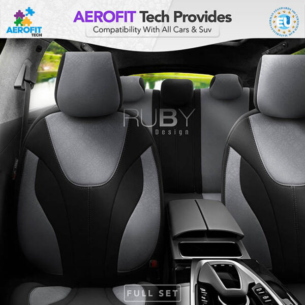 Καλύμματα Αυτοκινήτου Otom Ruby Design Universal Βαμβακερό Ύφασμα Rachel Σετ Εμπρός / Πίσω Μαύρο - Γκρι RBY-1202 11 Τεμαχίων - Image 9