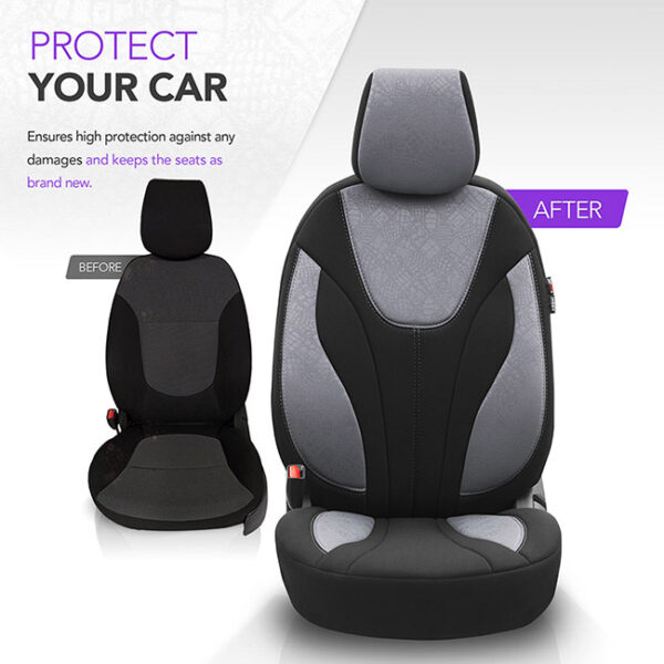 Καλύμματα Αυτοκινήτου Otom Ruby Design Universal Βαμβακερό Ύφασμα Rachel Σετ Εμπρός / Πίσω Μαύρο - Γκρι RBY-1202 11 Τεμαχίων - Image 8