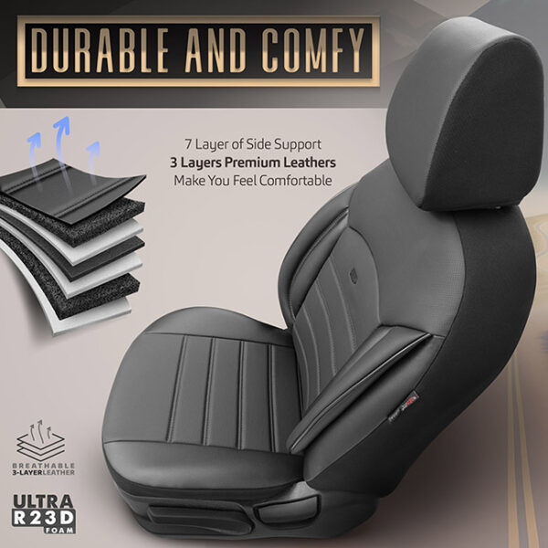 Καλύμματα Αυτοκινήτου Otom Inspire Design Universal Full Δερματίνη Σετ Εμπρός / Πίσω Μαύρο INS-3501 11 Τεμάχια - Image 7