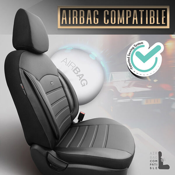 Καλύμματα Αυτοκινήτου Otom Inspire Design Universal Full Δερματίνη Σετ Εμπρός / Πίσω Μαύρο INS-3501 11 Τεμάχια - Image 8