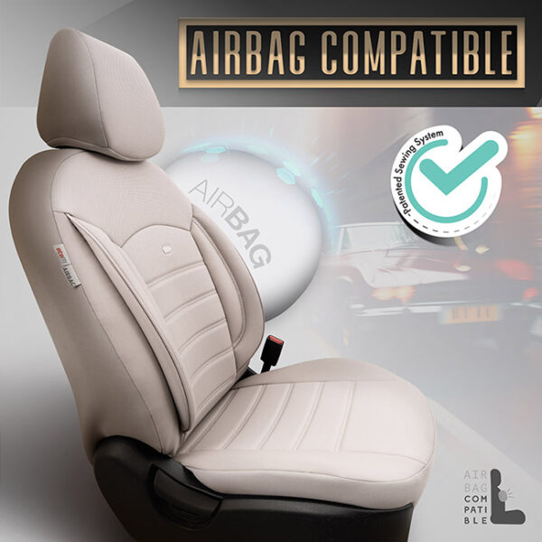 Καλύμματα Αυτοκινήτου Otom Inspire Design Universal Full Δερματίνη Σετ Εμπρός / Πίσω Μπεζ INS-3509 11 Τεμάχια - Image 7
