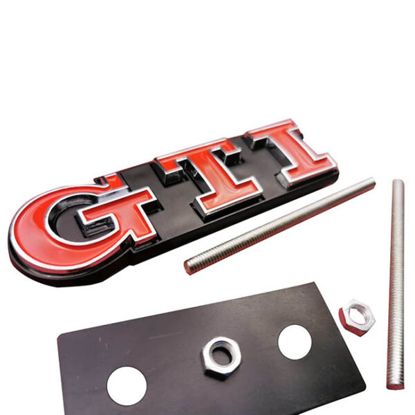 Σήμα "GTI" Αυτοκόλλητο Και Βιδωτό Κόκκινο - Ασημί 8x2.2cm 1 Τεμάχιο - Image 7