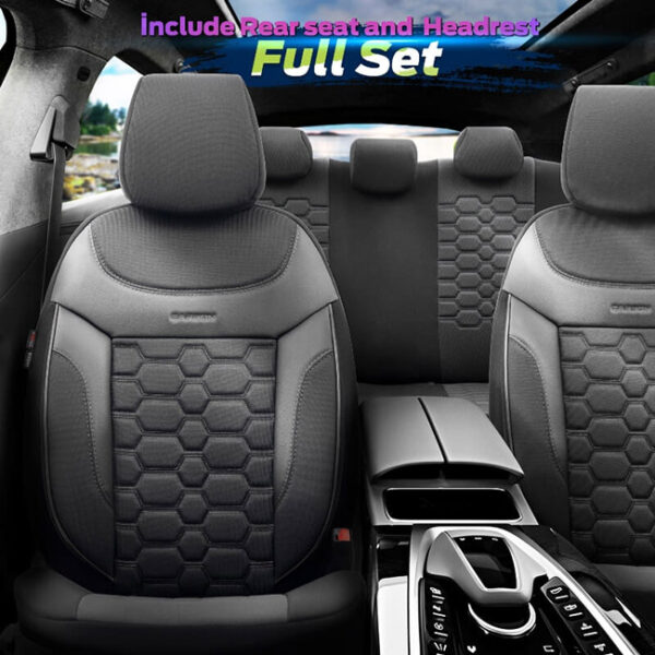 Καλύμματα Αυτοκινήτου Otom Carbon Design Universal Jacquard / Rachel / Δερματίνη Σετ Εμπρός / Πίσω Μαύρο - Γκρι CRB-3401 11 Τεμάχια - Image 11