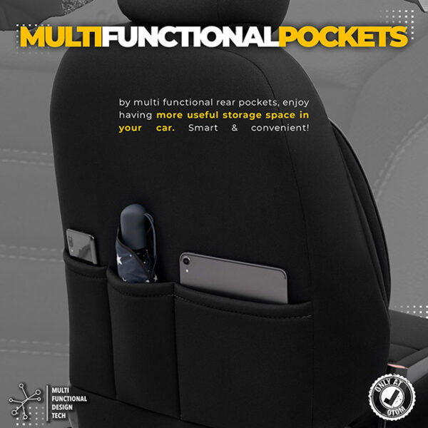 Καλύμματα Αυτοκινήτου Otom Individual Design Universal Jacquard / Rachel / Δερματίνη Σετ Εμπρός / Πίσω Μαύρο Με Γκρι Ραφές IND-202 11 Τεμάχια - Image 11