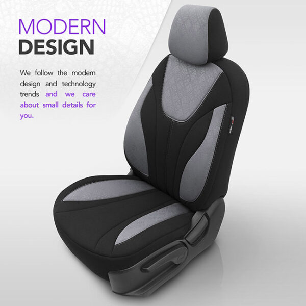 Καλύμματα Αυτοκινήτου Otom Ruby Design Universal Βαμβακερό Ύφασμα Rachel Σετ Εμπρός / Πίσω Μαύρο - Γκρι RBY-1202 11 Τεμαχίων - Image 11